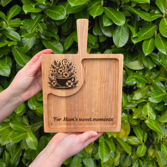 Personalised Wooden Tray Coffee and Cake Serving Board Gift for Teacher