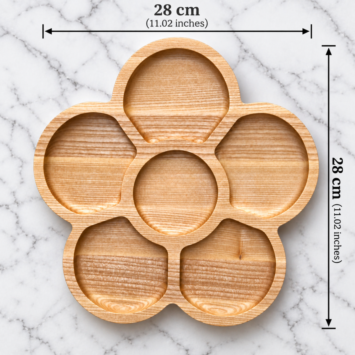 Personalised Flower-Shaped Divided Wooden Board
