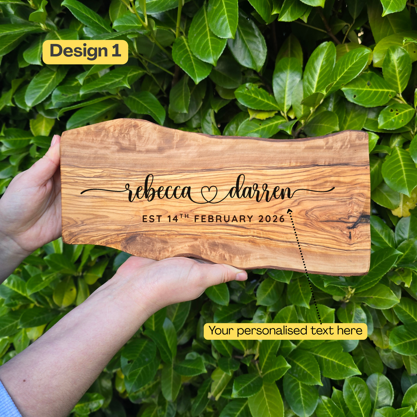 Personalised Olive Wood Chopping Board Birthday, New Home, Wedding Gift