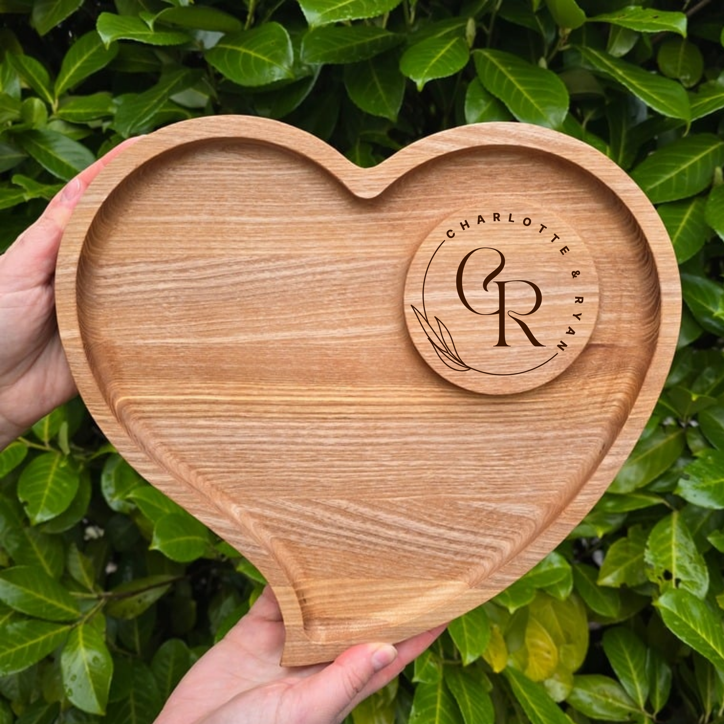 Personalised Heart Shaped Wooden Platter Ideal Wedding Gift