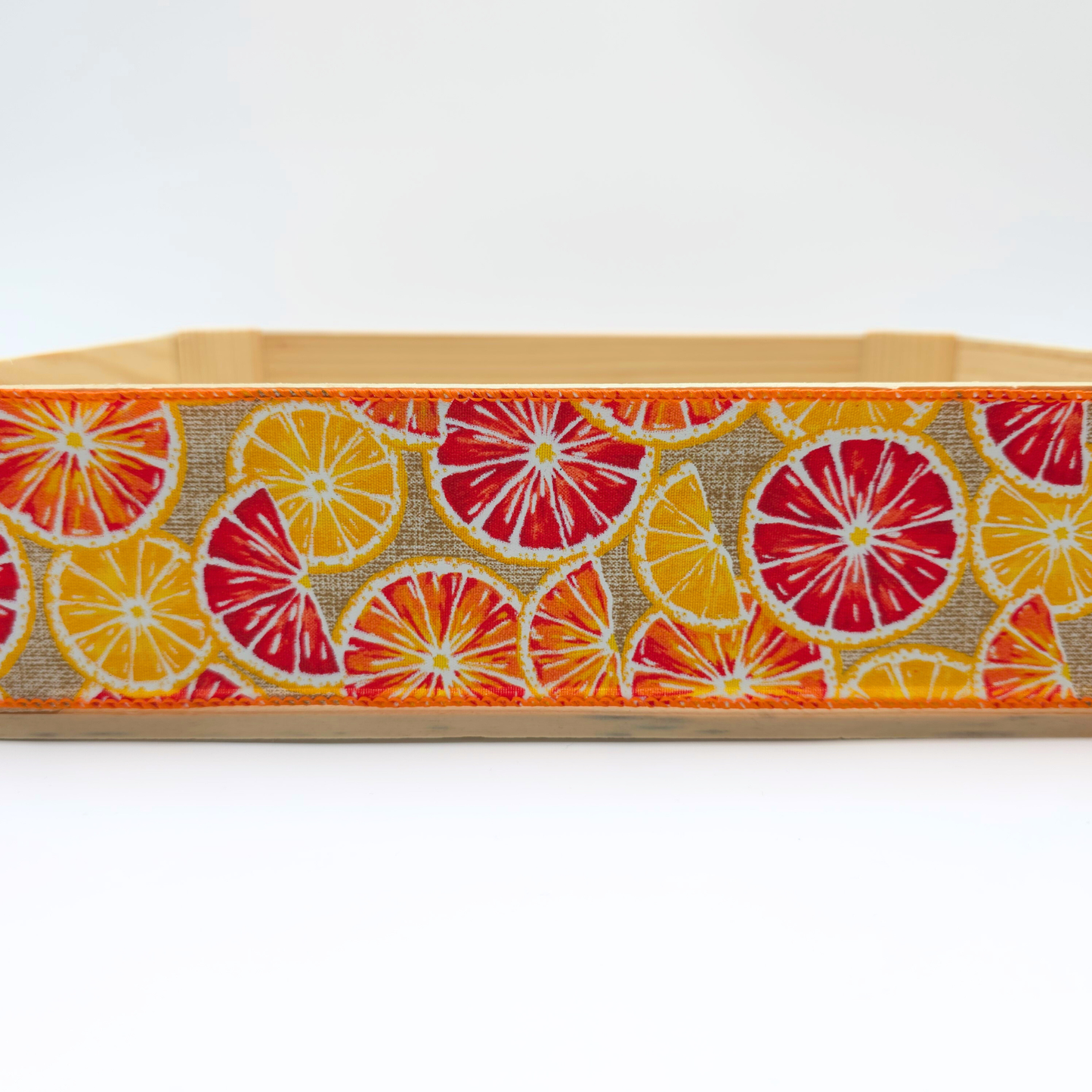 Empty Wooden Hamper Lush Oranges Decorated Gift Crate