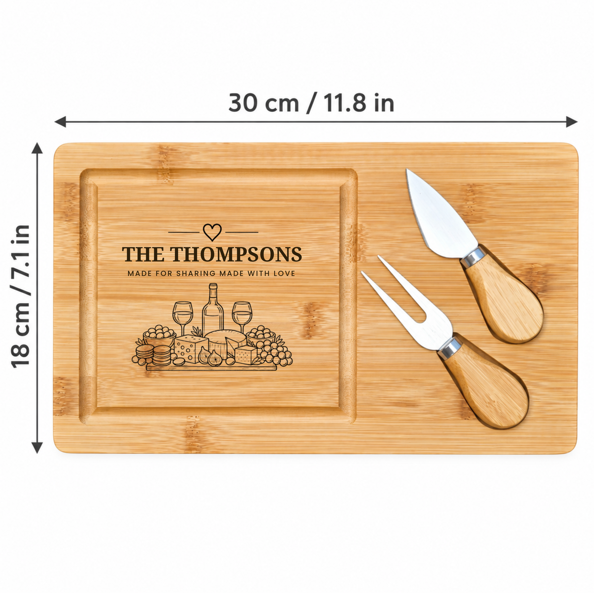 Personalised Bamboo Cheese Board : Wedding, Anniversary & Housewarming Gift
