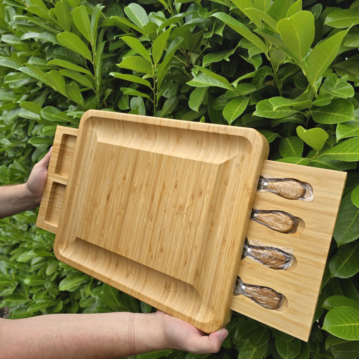 Extra-Large Personalised Cheese Board Set with Drawers:  Wedding, New Home, Anniversary