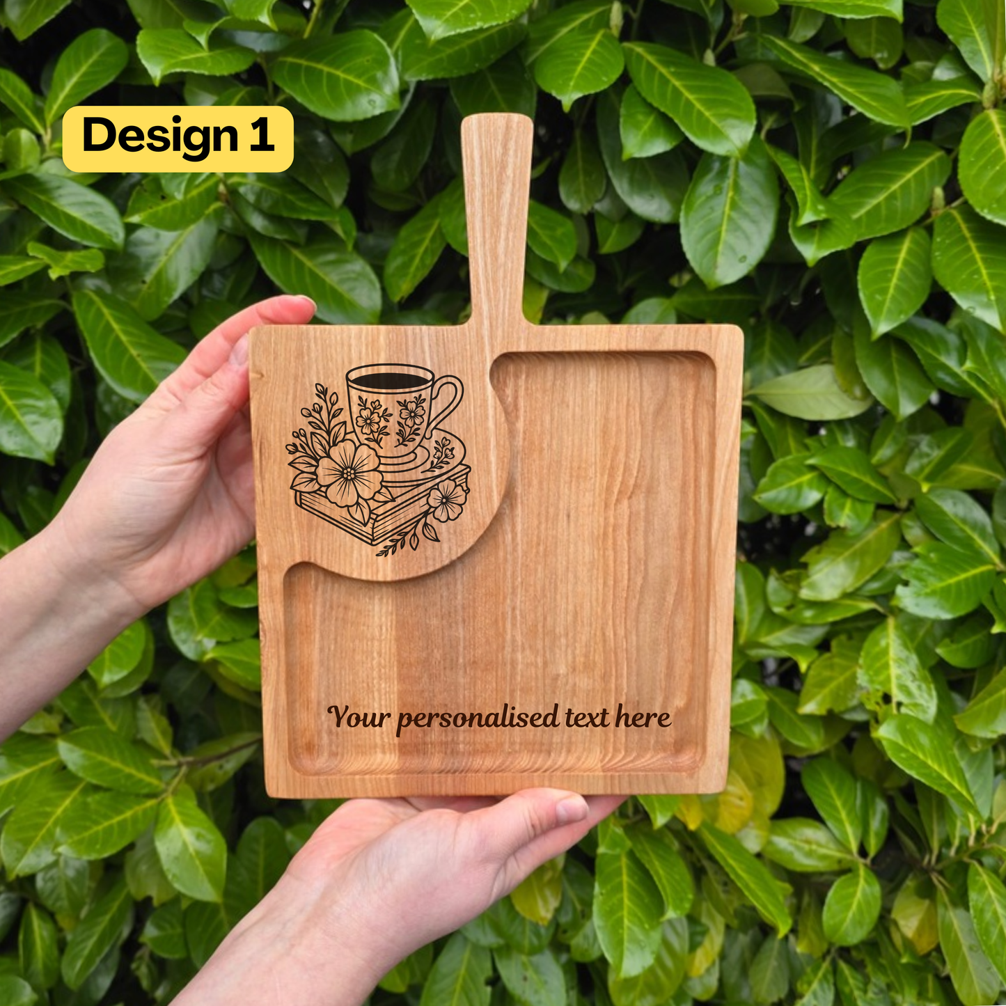 Personalised Wooden Tray Coffee and Cake Serving Board Gift for Teacher
