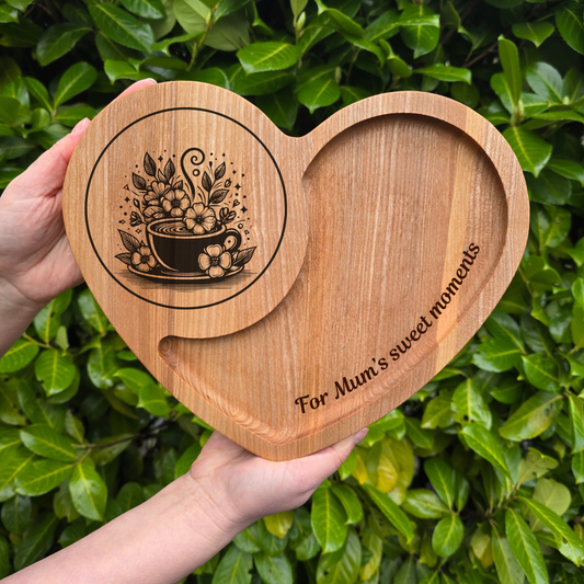 Personalised Wooden Platter Heart Shaped Anniversary Gift