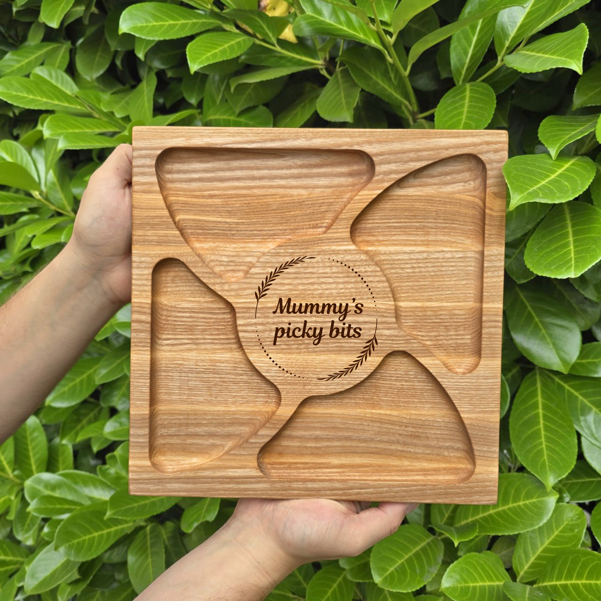Personalised Square Wooden Charcuterie Board with Compartments