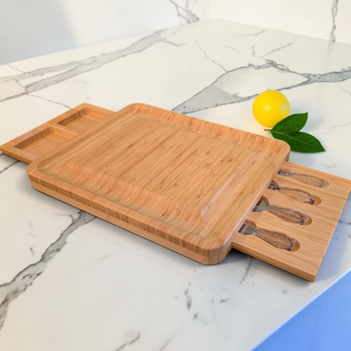 Extra-Large Personalised Cheese Board Set with Drawers:  Wedding, New Home