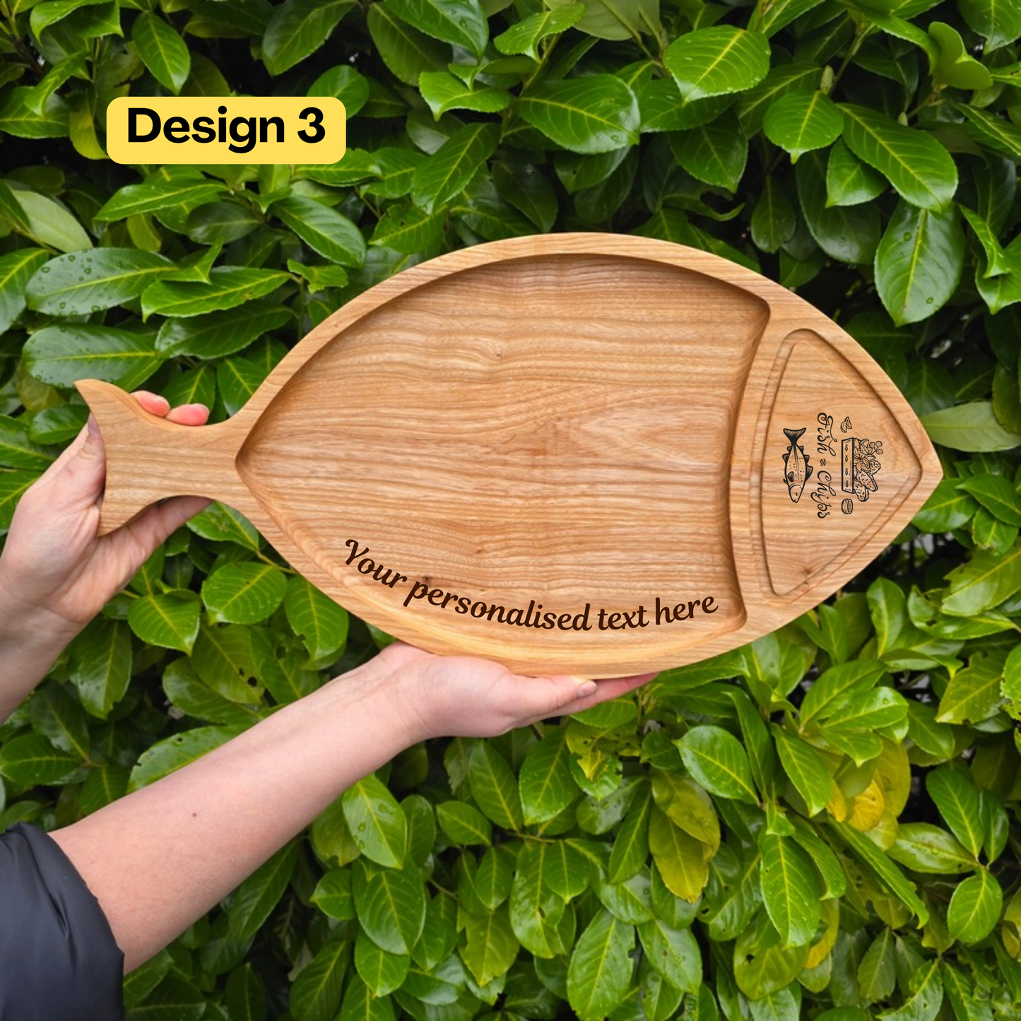 Personalised Fish-Shaped Platter Engraved Wooden Serving Board
