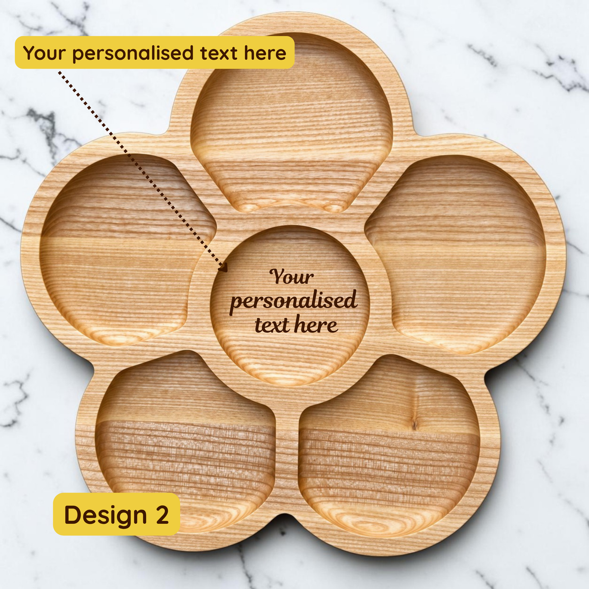 Personalised Flower-Shaped Divided Wooden Board