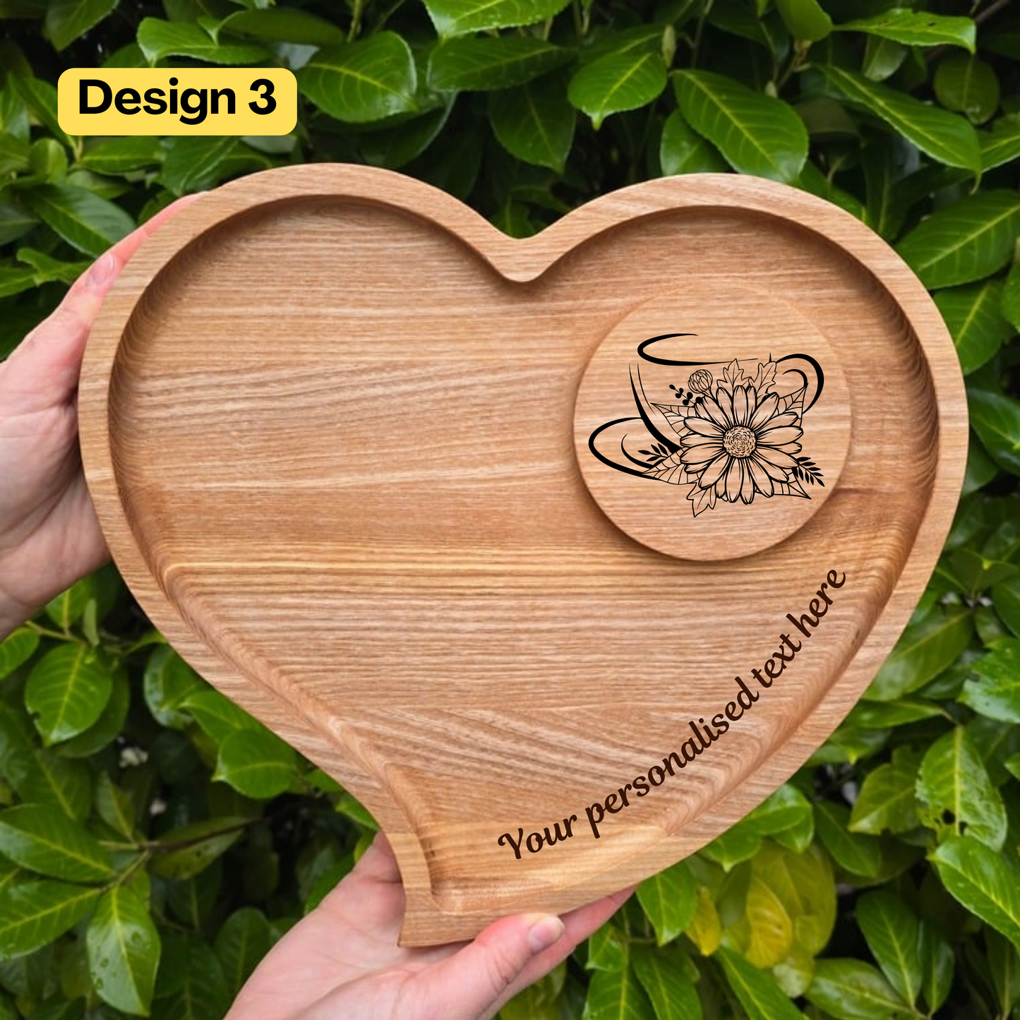 Large Personalised Heart Wooden Tea and Coffee Serving Platter