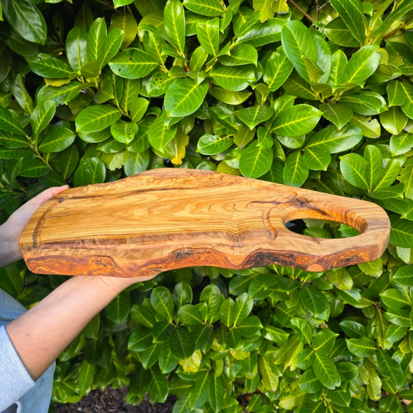 Personalised Large Olive Wood Chopping Board with Handle Gift for Couples