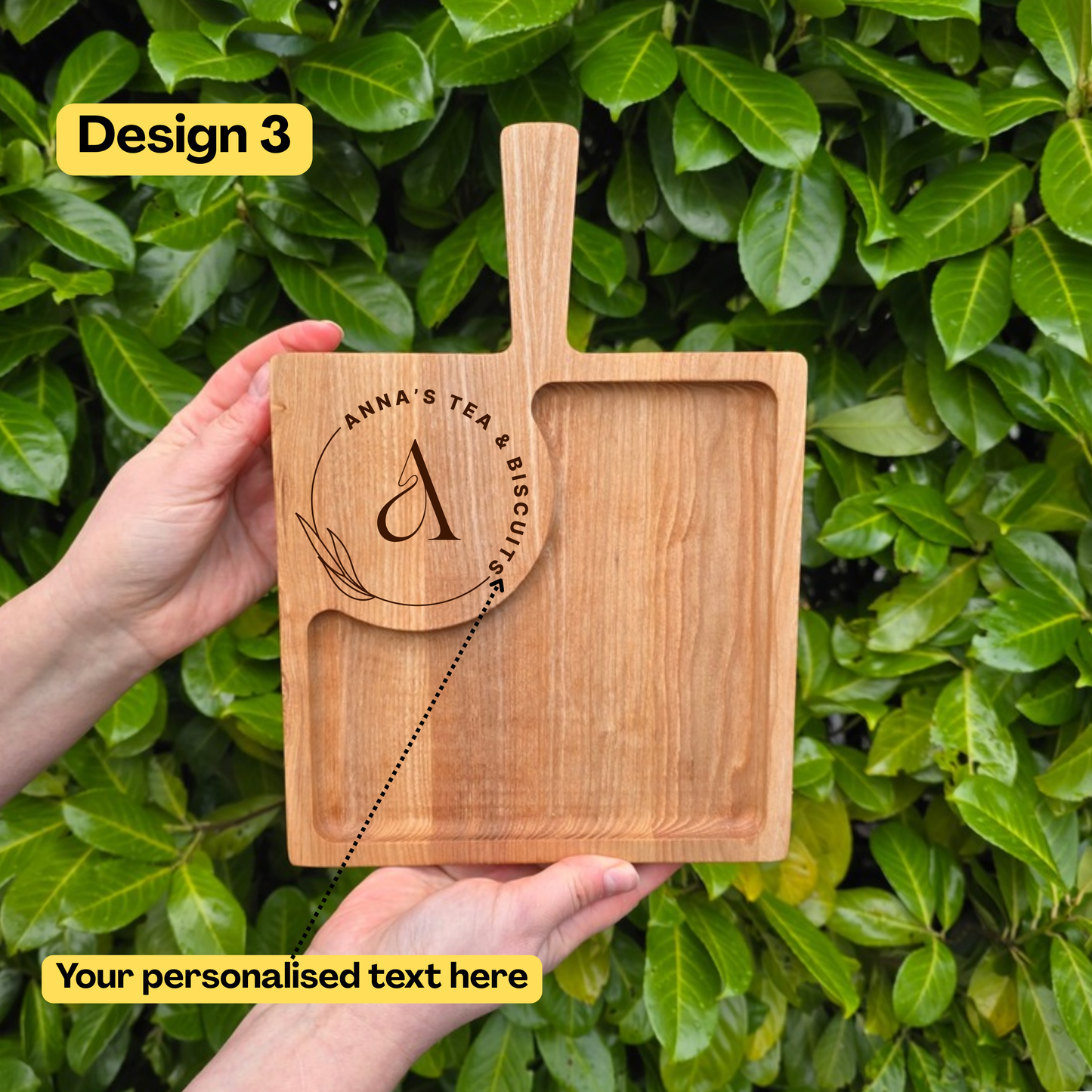 Laser Engraved Personalised Wooden Coffee and Cake Serving Board