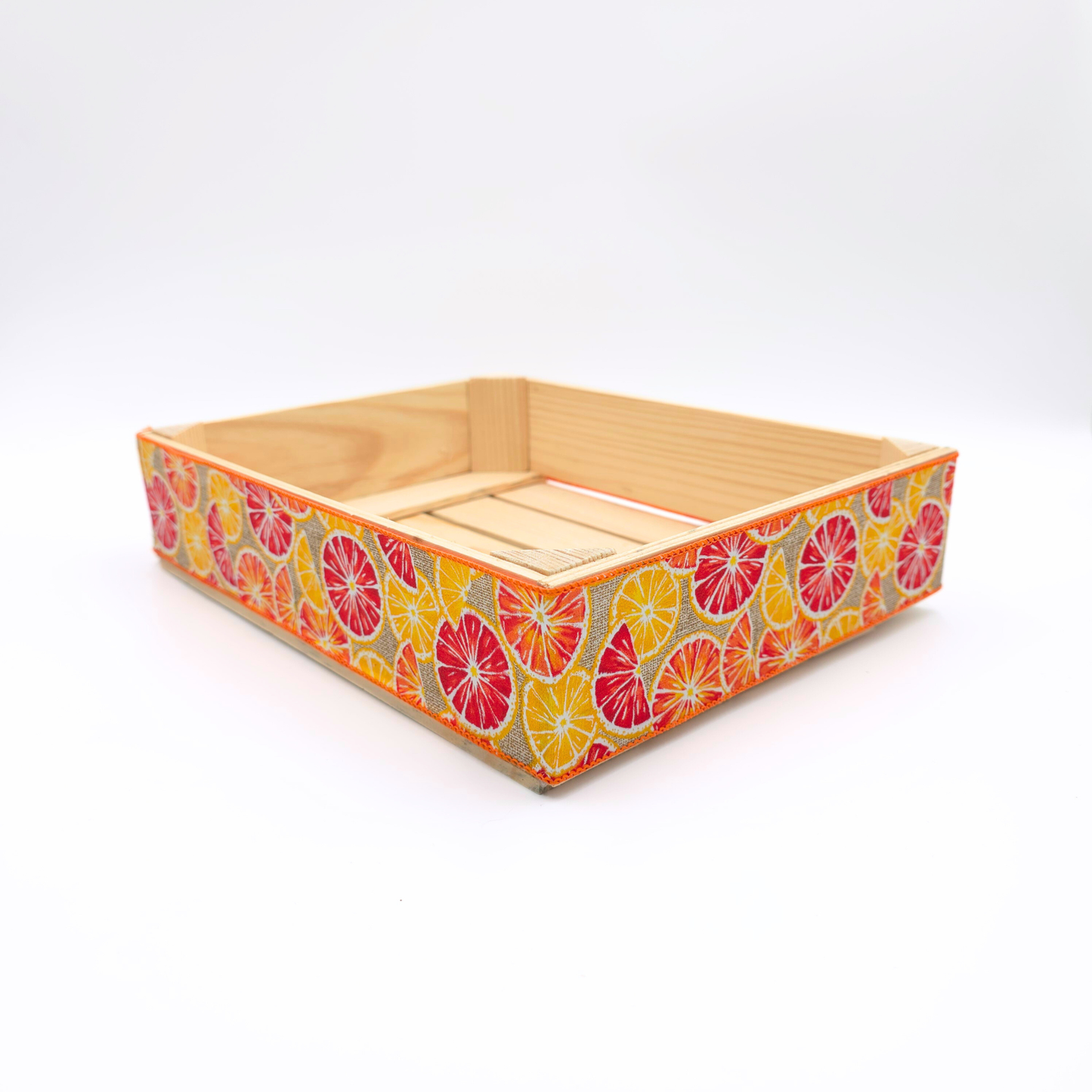 Empty Wooden Hamper Lush Oranges Decorated Gift Crate