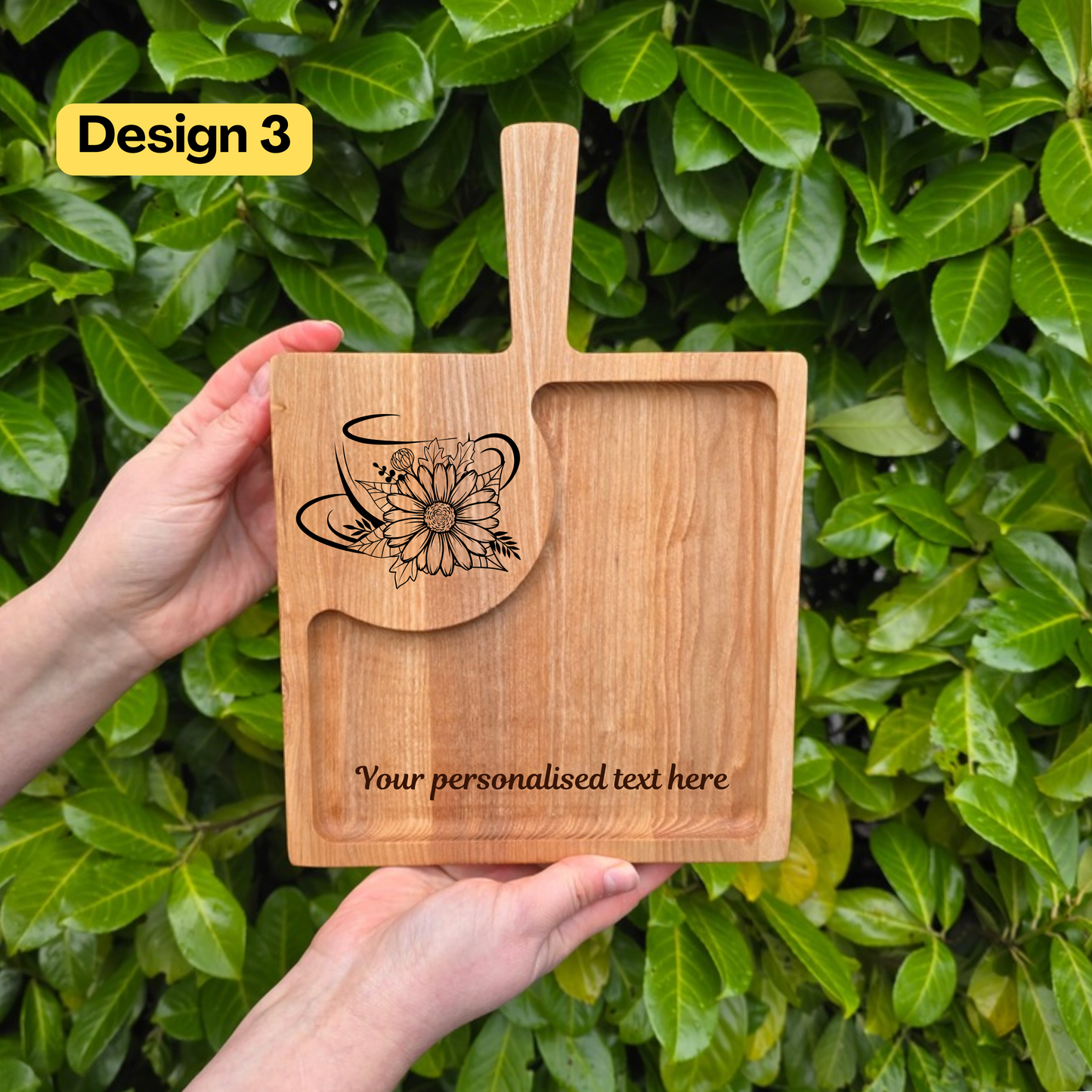 Personalised Wooden Tray Coffee and Cake Serving Board Gift for Teacher