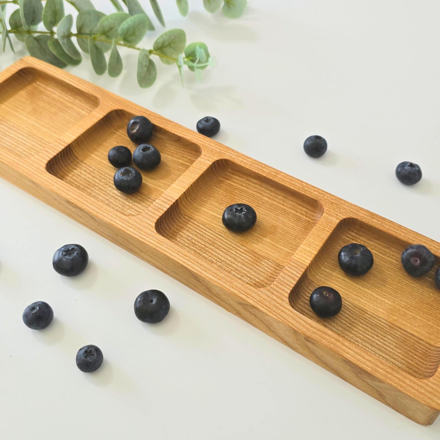 Personalised Long Divided Snacks Tray, Wooden serving tray, Party Food platter
