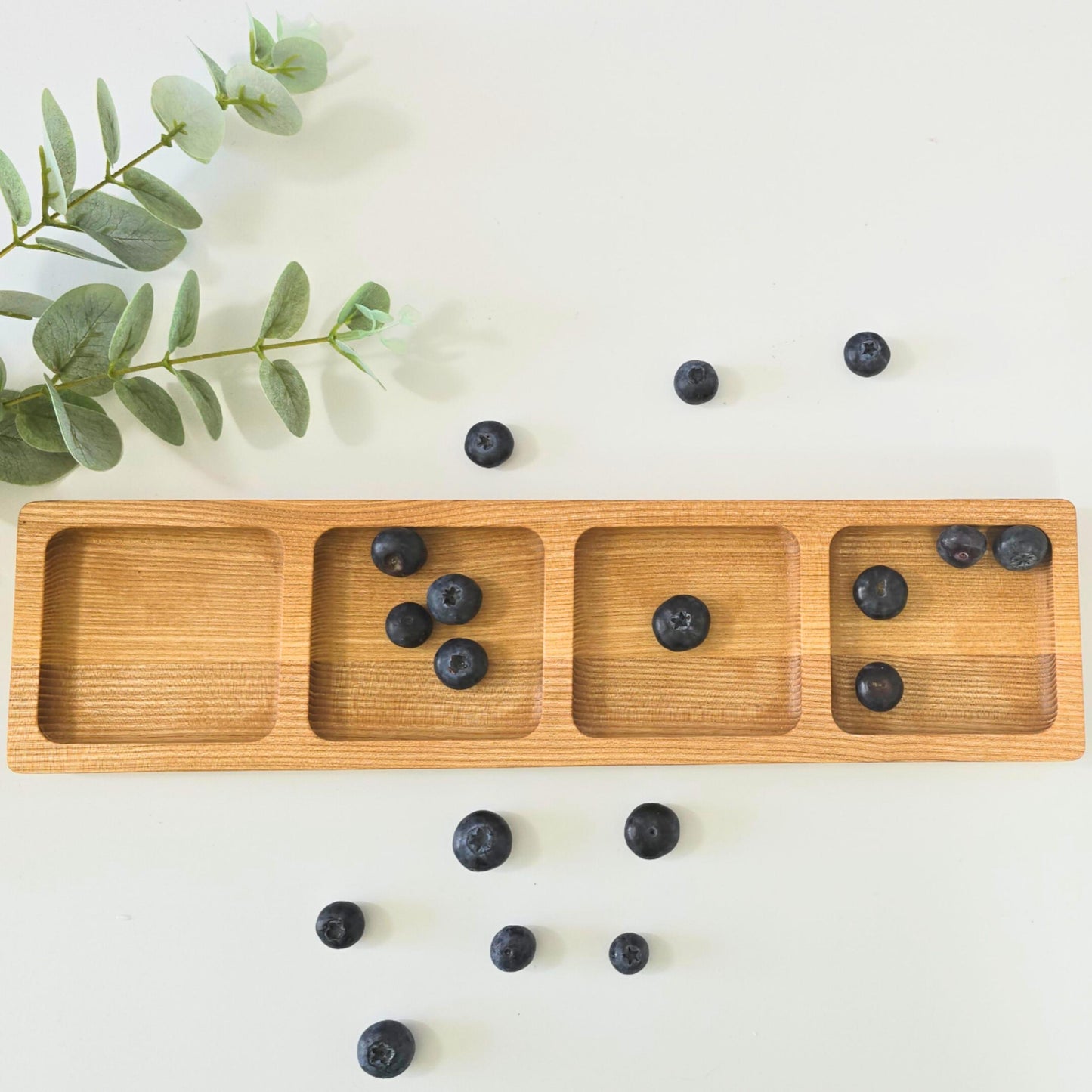 Personalised Long Divided Snacks Tray, Wooden serving tray, Party Food platter
