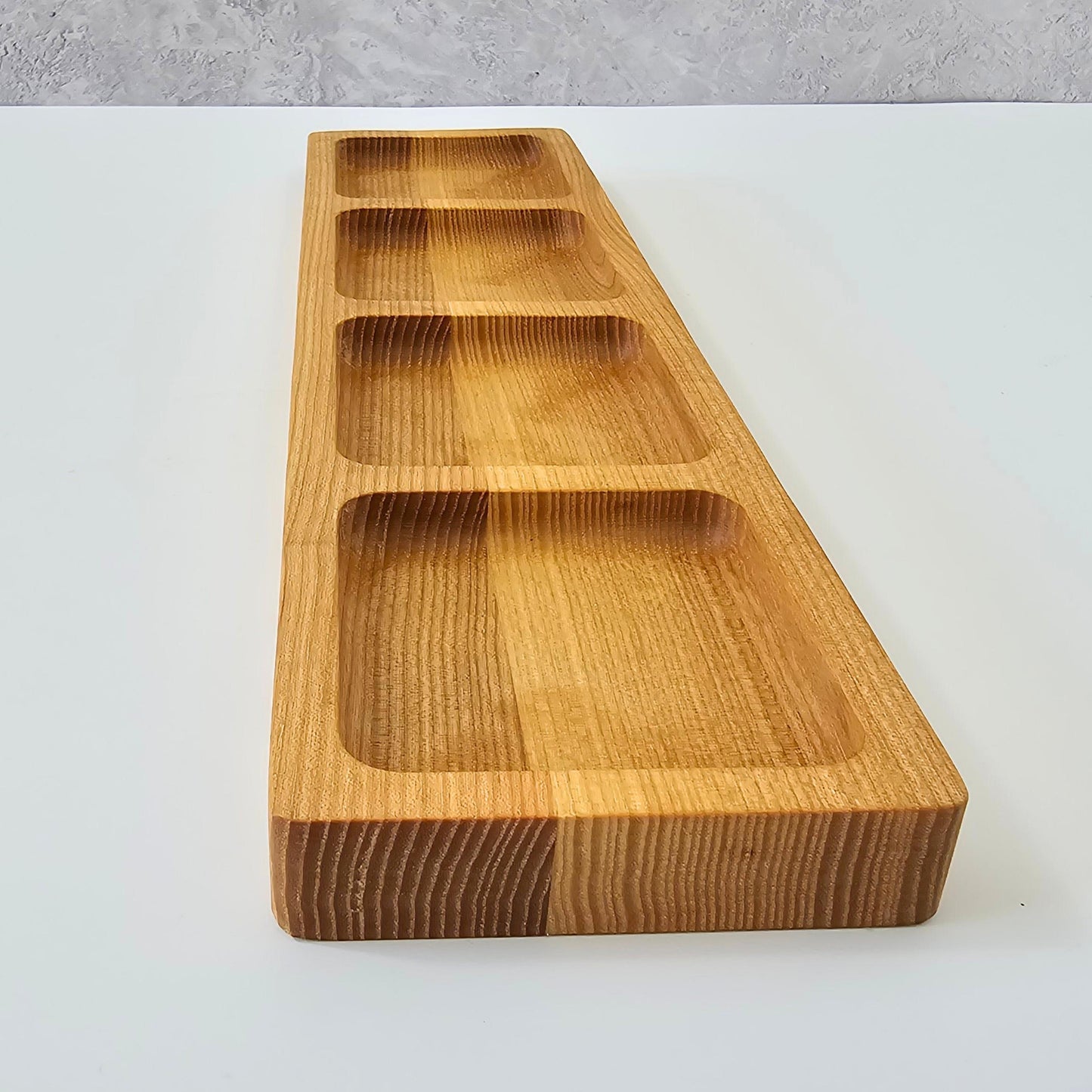 Personalised Long Divided Snacks Tray, Wooden serving tray, Party Food platter