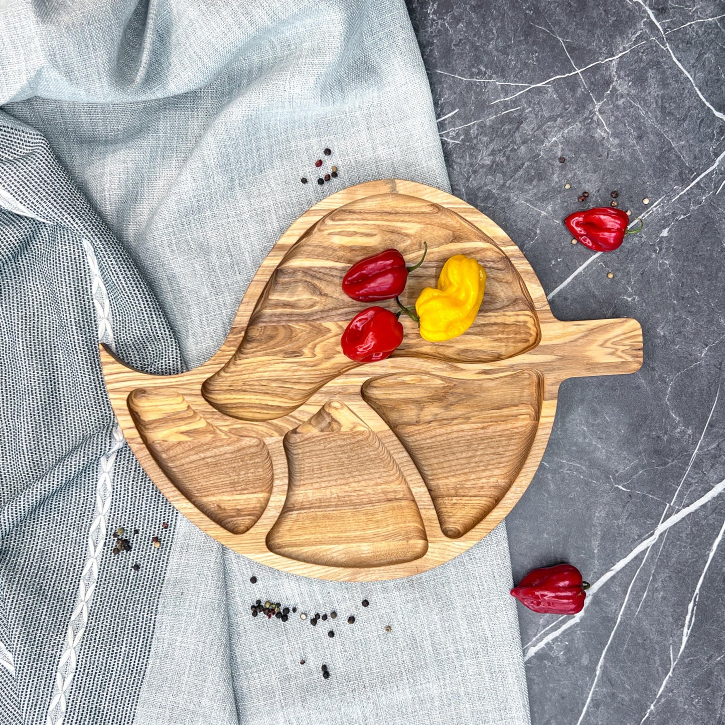 Personalised Leaf Shaped Wooden Serving Platter