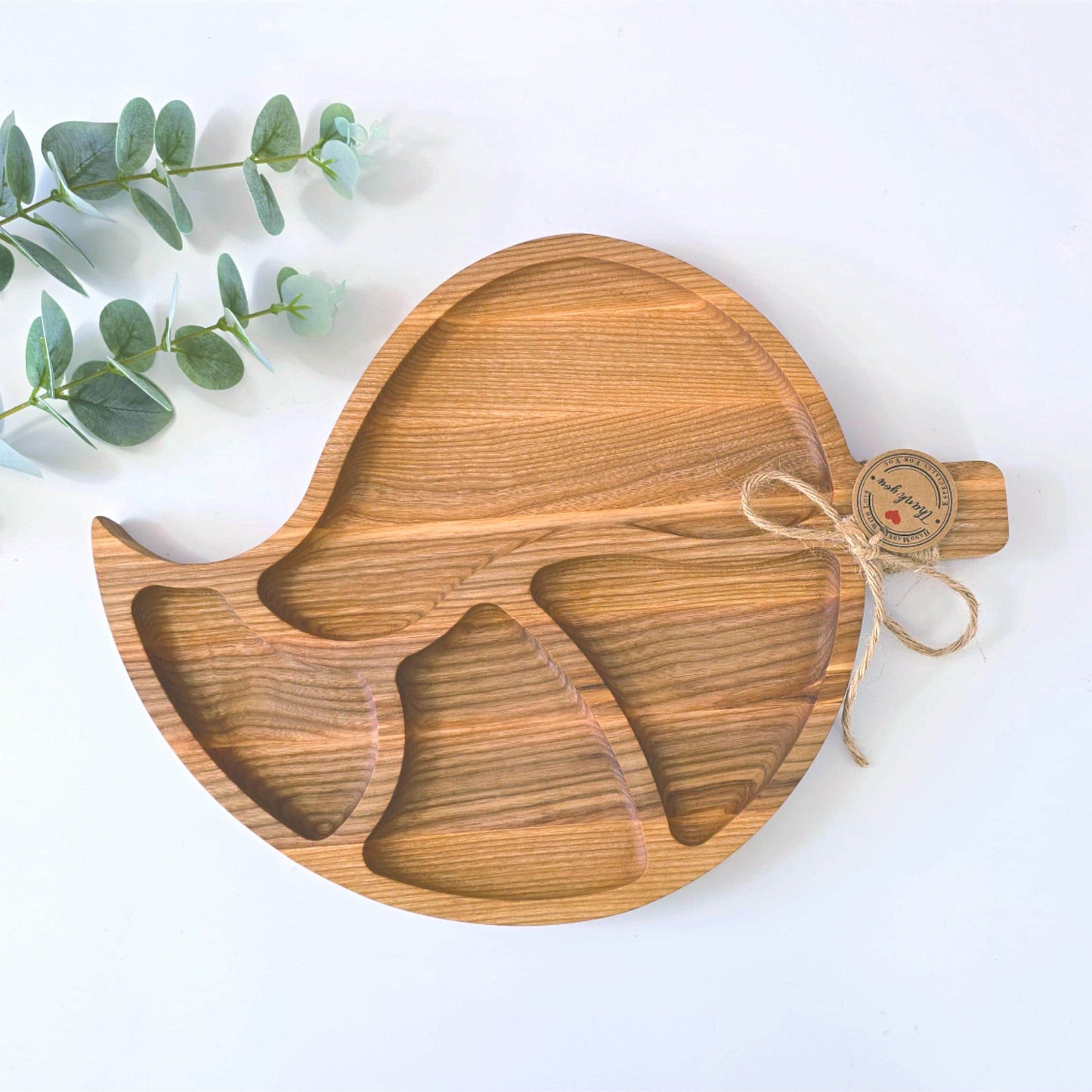 Personalised Leaf Shaped Wooden Serving Platter