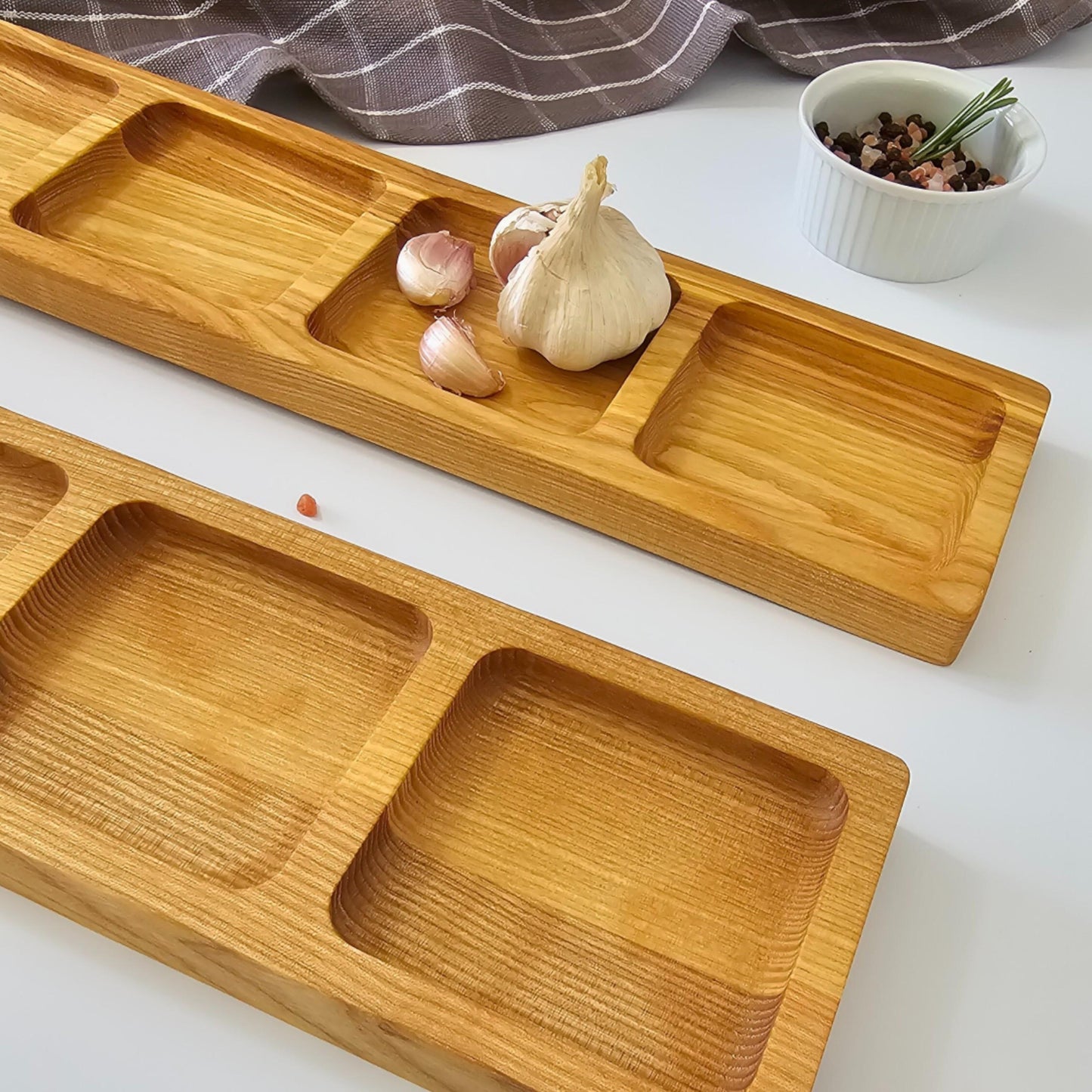 Personalised Long Divided Snacks Tray, Wooden serving tray, Party Food platter