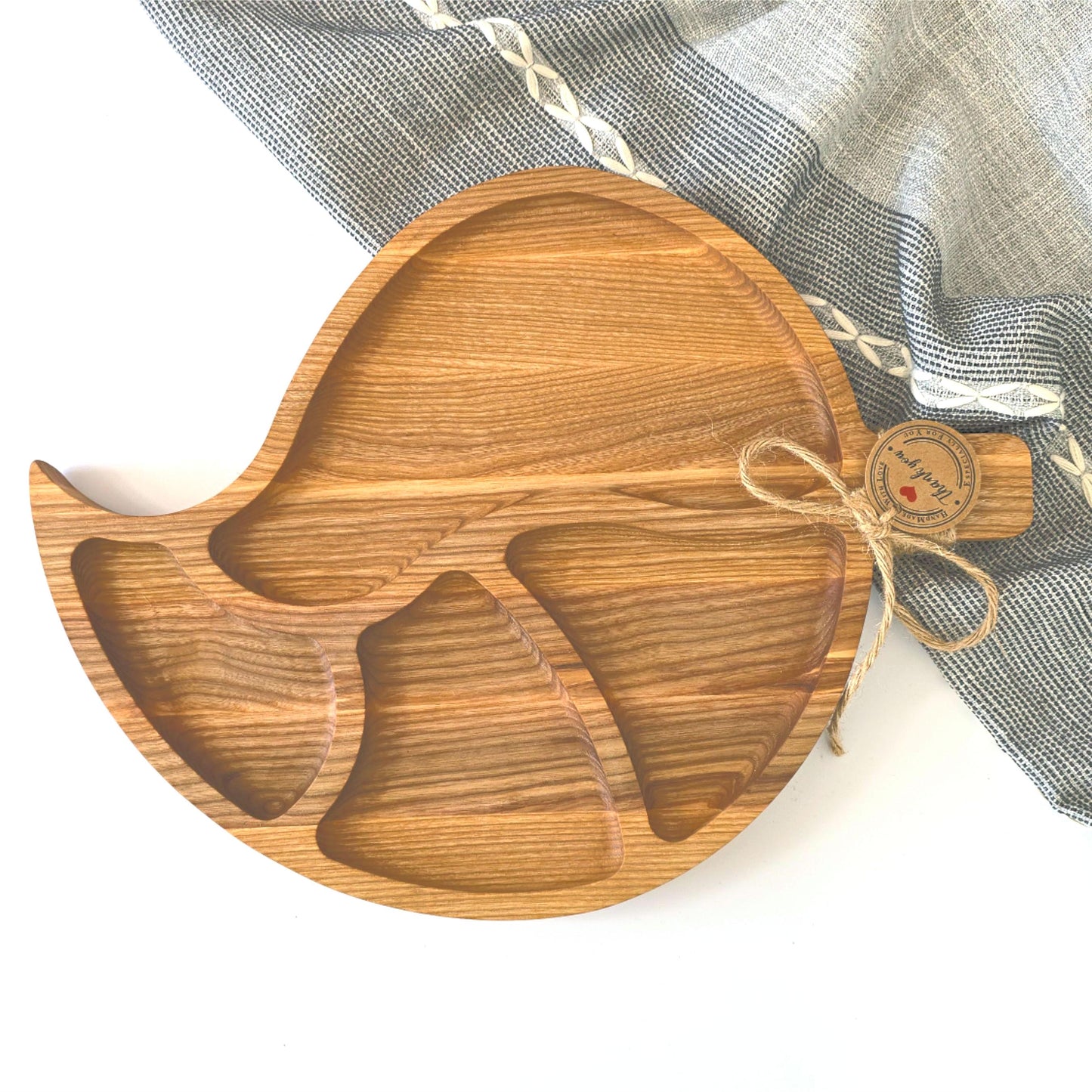 Personalised Leaf Shaped Wooden Serving Platter