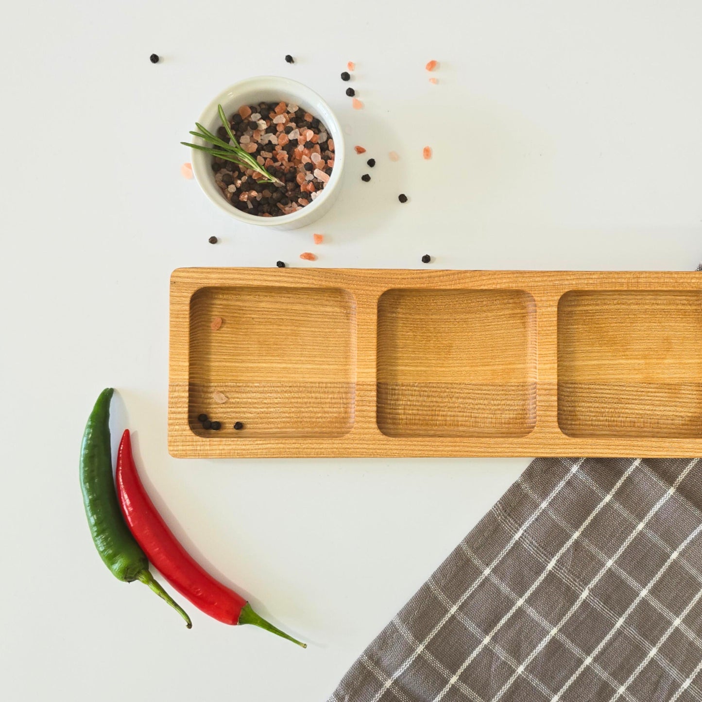 Personalised Long Divided Snacks Tray, Wooden serving tray, Party Food platter