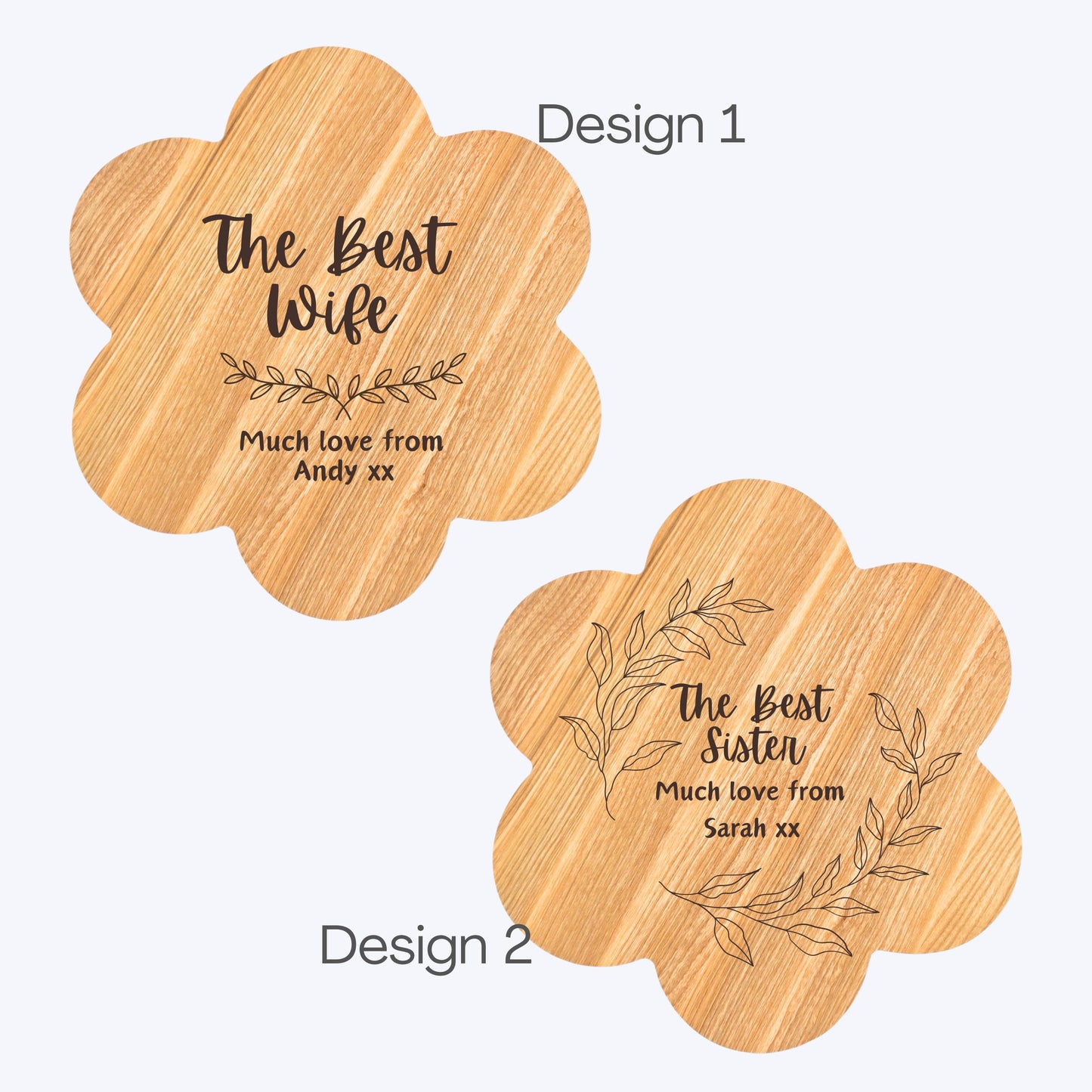 Personalised Flower Shaped Wooden Serving Board