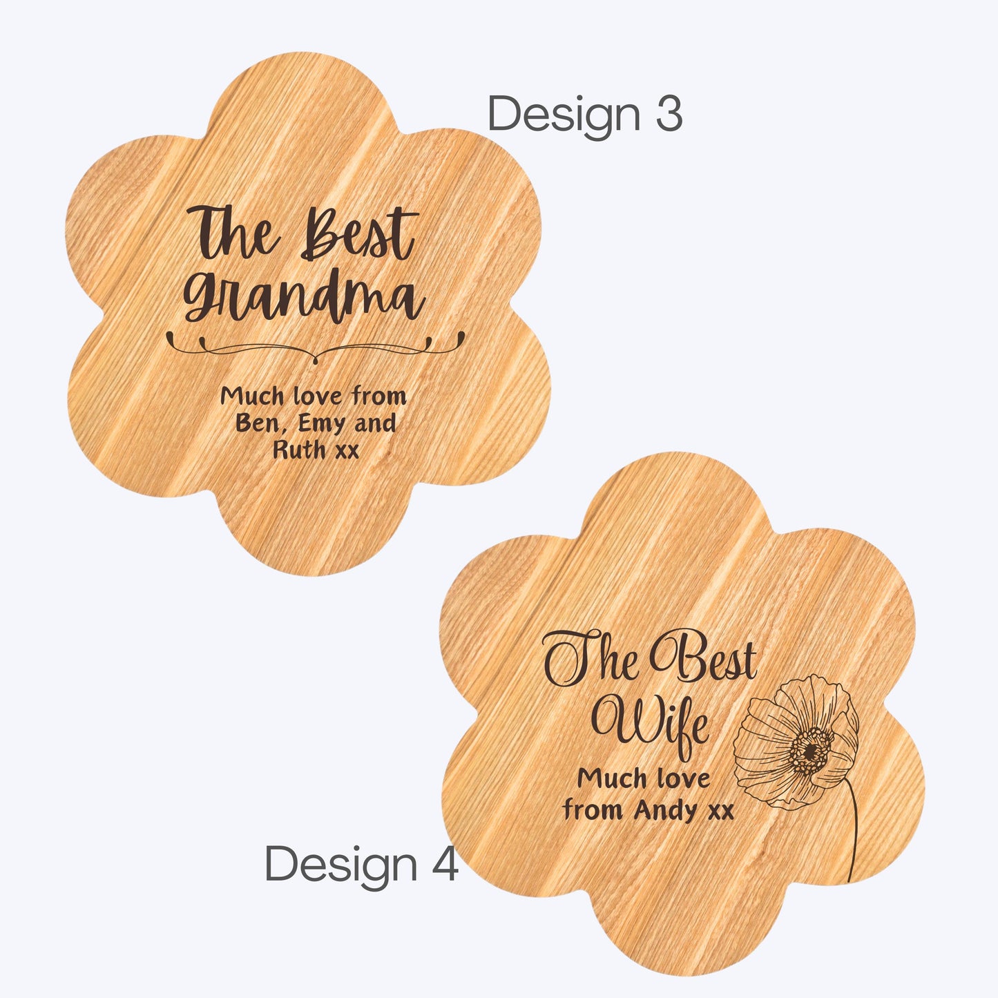 Personalised Flower Shaped Wooden Serving Board