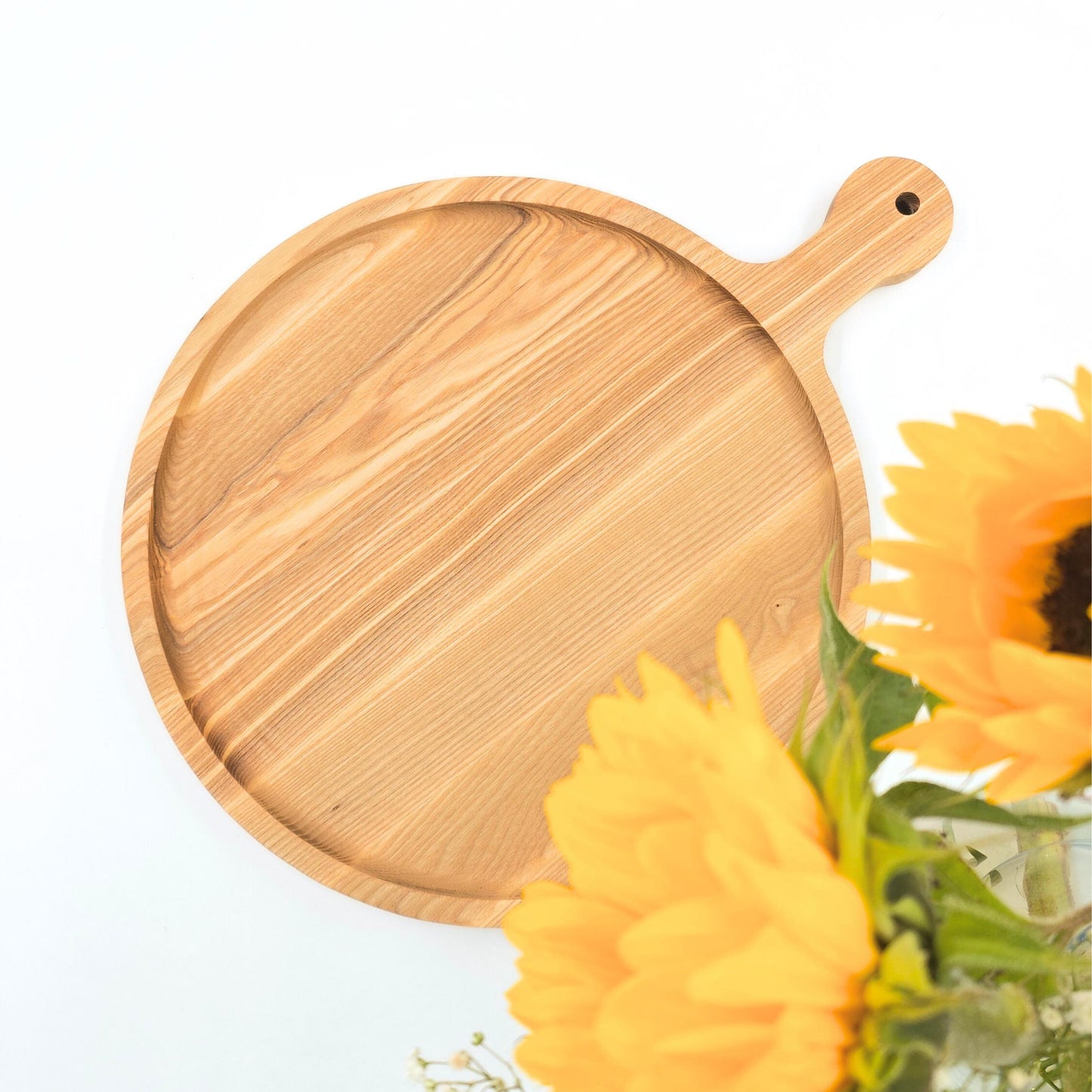 Personalised Round Wooden Tray with Handle