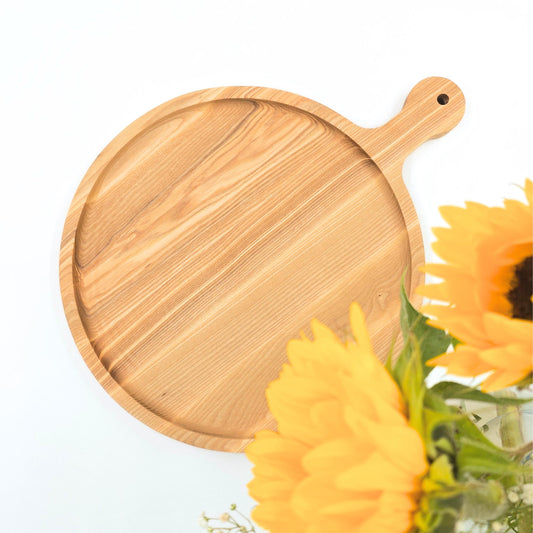 Personalised Round Wooden Tray with Handle