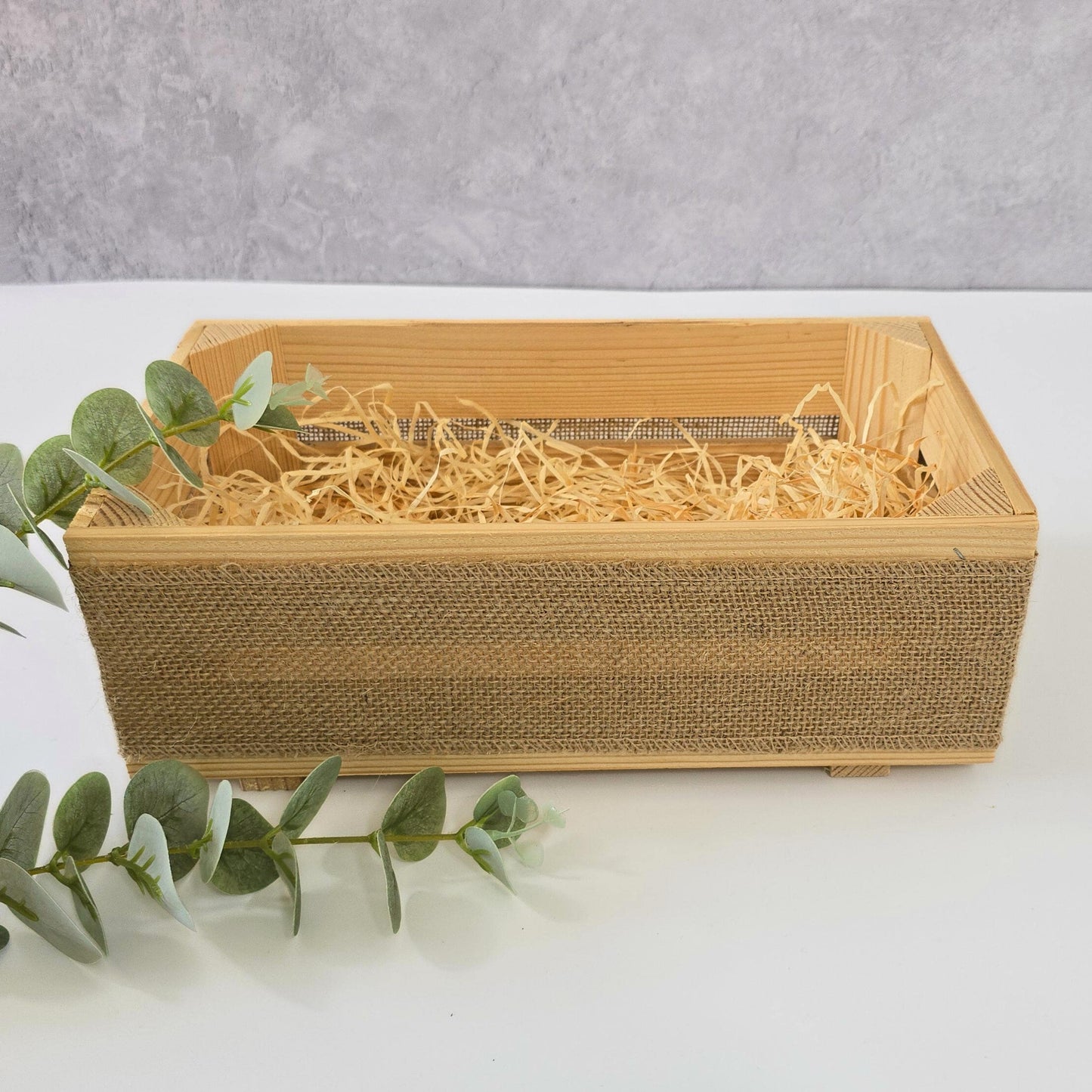 Empty Make Your Own Wooden Crate Hamper Gift Box Basket DIY Kit - Wedding, Housewarming, Anniversary, Mothers Day, Gift Set, 30x15x11cm