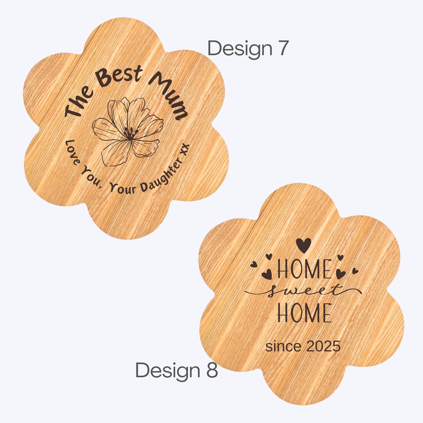 Personalised Flower Shaped Wooden Serving Board