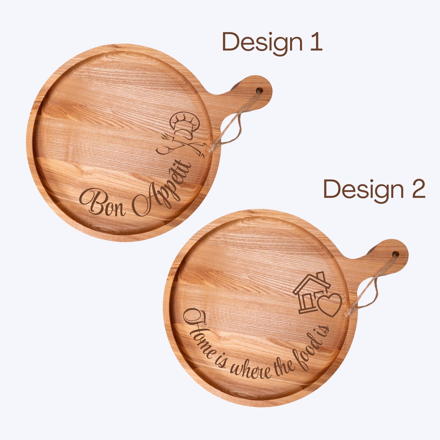 Personalised Round Wooden Tray with Handle