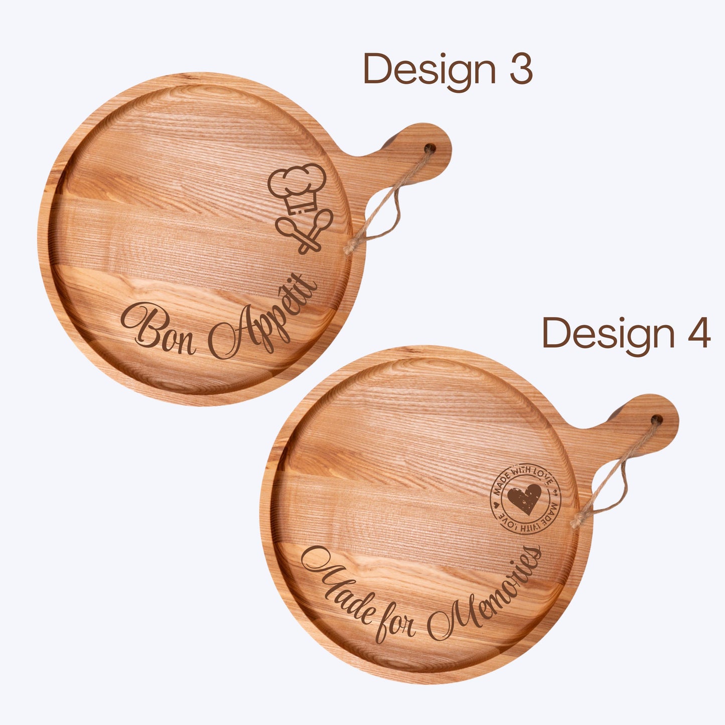 Personalised Round Wooden Tray with Handle