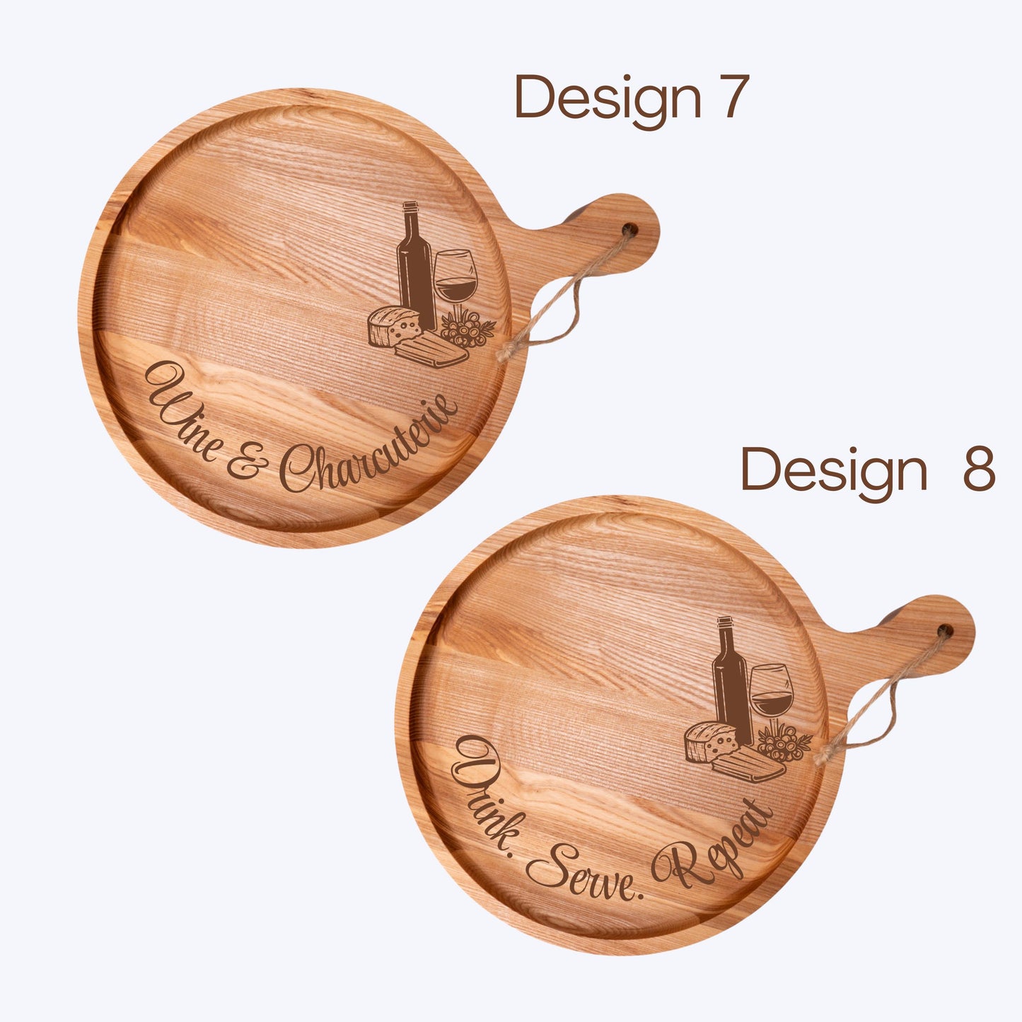 Personalised Round Wooden Tray with Handle