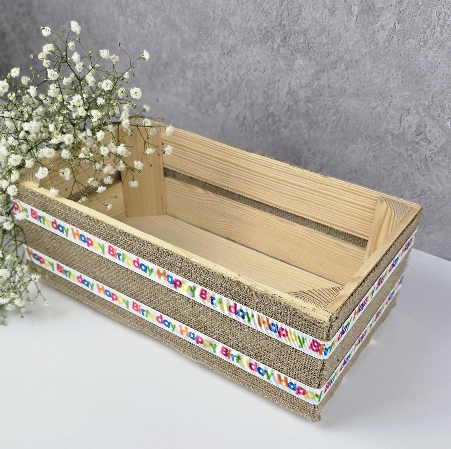 Empty Make Your Own Hamper Gift Box Basket DIY Kit - Happy Birthday Gift Box, Anniversary Gift Hamper, Gift Set, 30x15x11cm