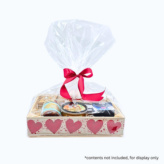Empty Make Your Own Hamper Kit, Gift Box Basket, DIY Kit, Wine Basket, Birthday, Wedding, Housewarming, Anniversary, Red Hearts