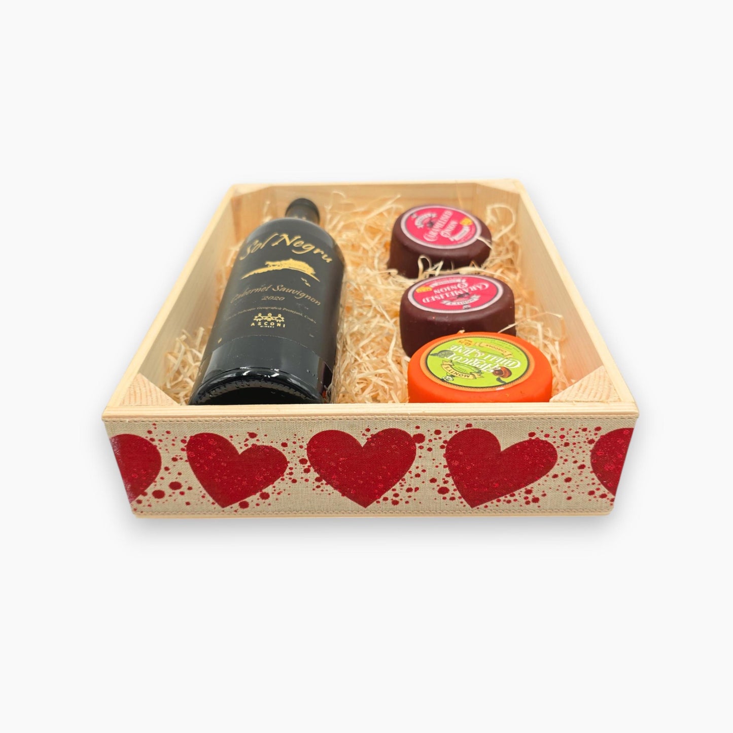 Empty Make Your Own Hamper Kit, Gift Box Basket, DIY Kit, Wine Basket, Birthday, Wedding, Housewarming, Anniversary, Red Hearts