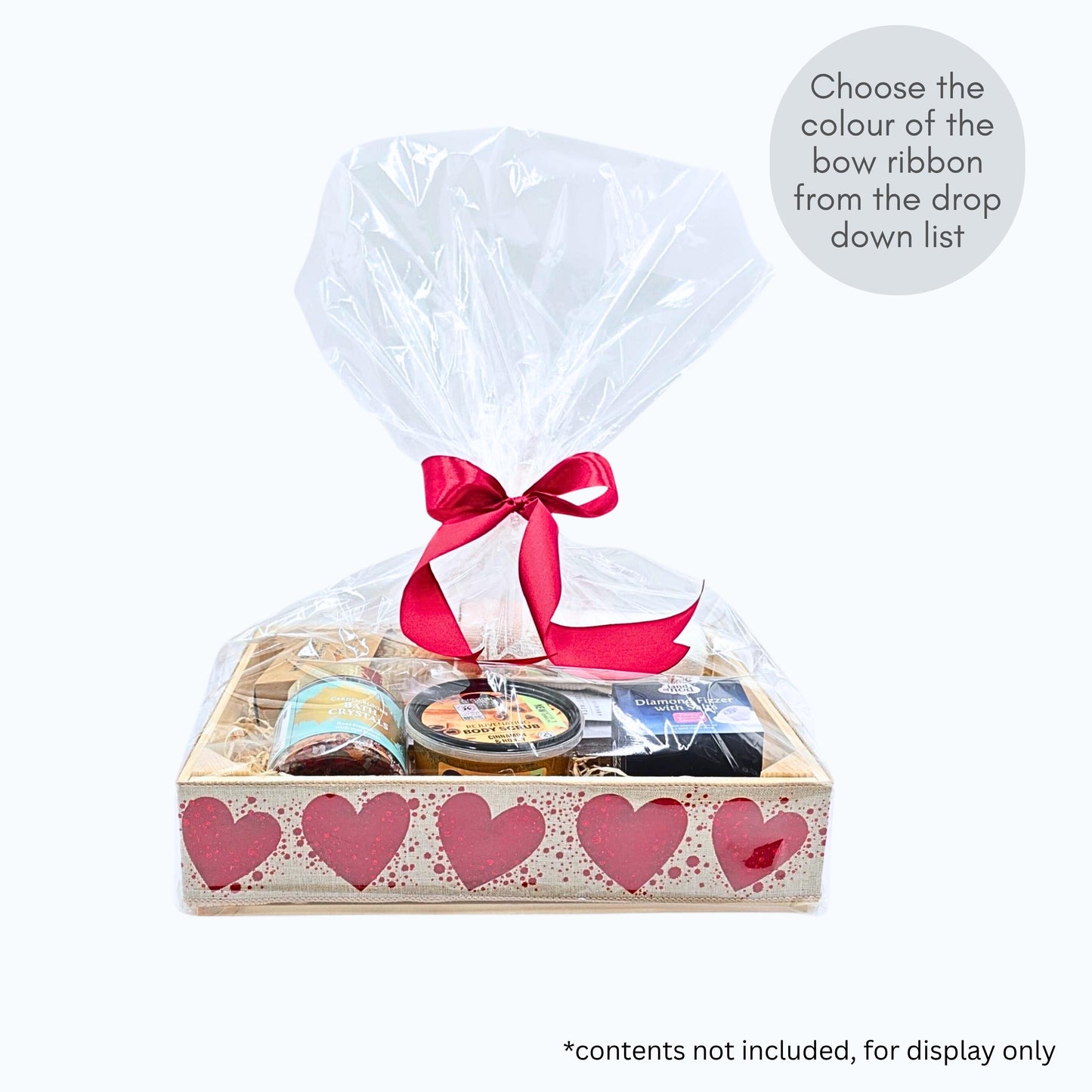 Empty Make Your Own Hamper Kit, Gift Box Basket, DIY Kit, Wine Basket, Birthday, Wedding, Housewarming, Anniversary, Red Hearts