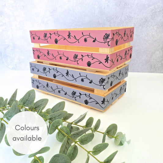 Wooden Crate Gift Basket Natural Decorative Storage Box