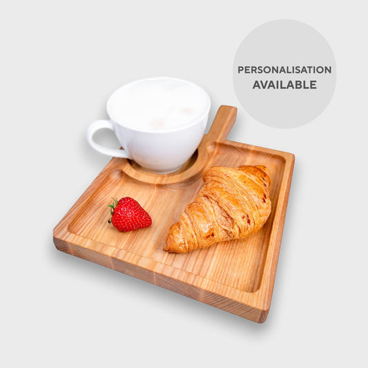 Personalised Wooden Tea and Biscuits Tray with Handle