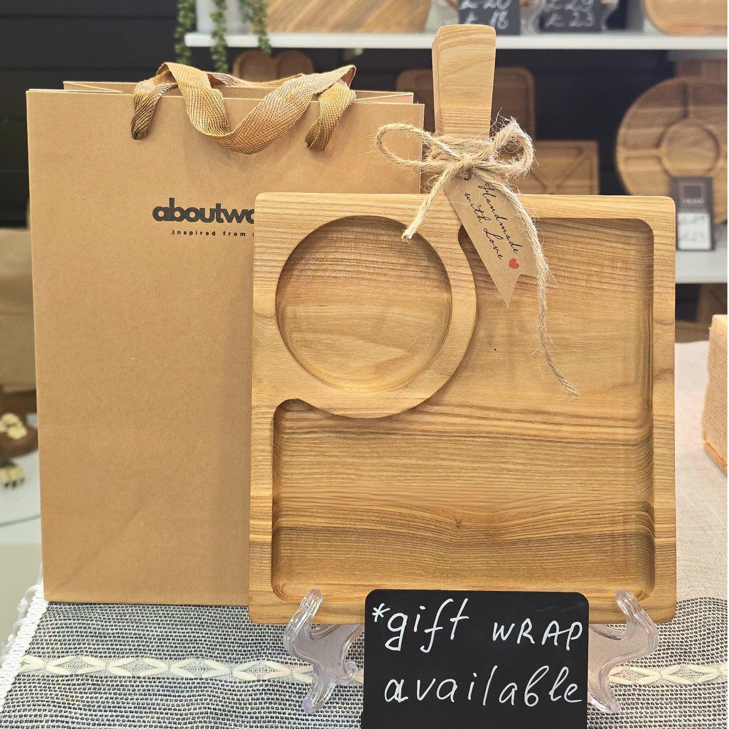 Personalised Wooden Tea and Biscuits Tray with Handle