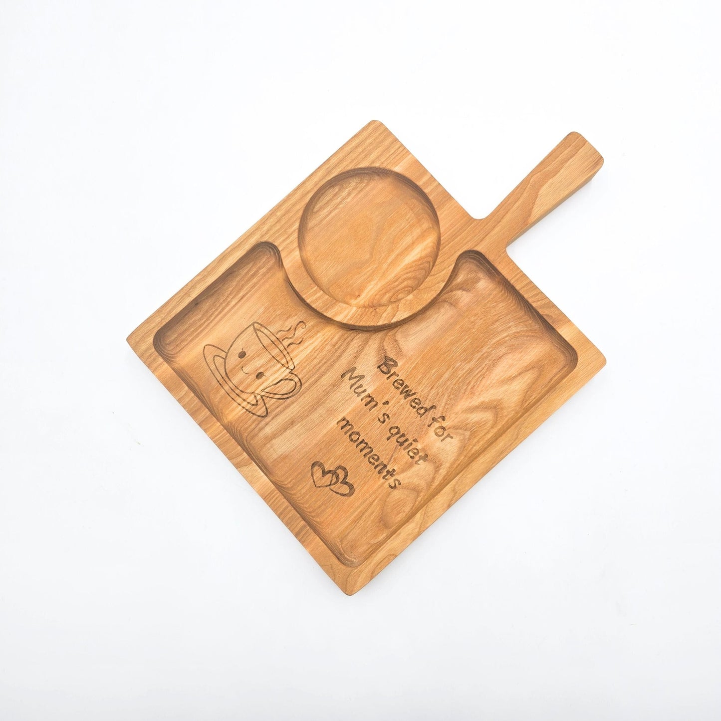 Personalised Wooden Tea and Biscuits Tray with Handle