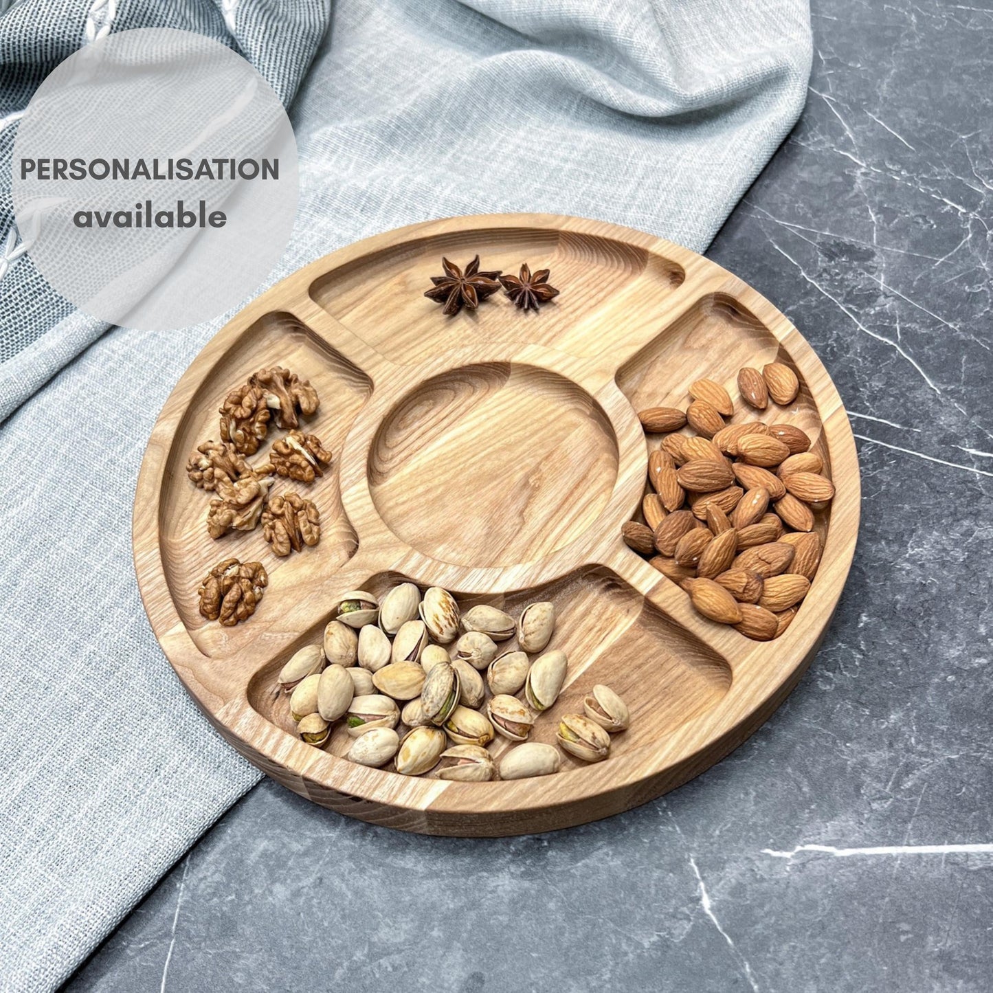 Personalised Handmade Divided Wooden Serving Platter