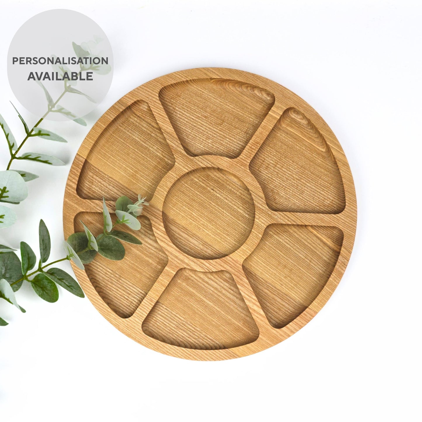 Personalised Wooden Serving Platter with Compartments and Bowl Section