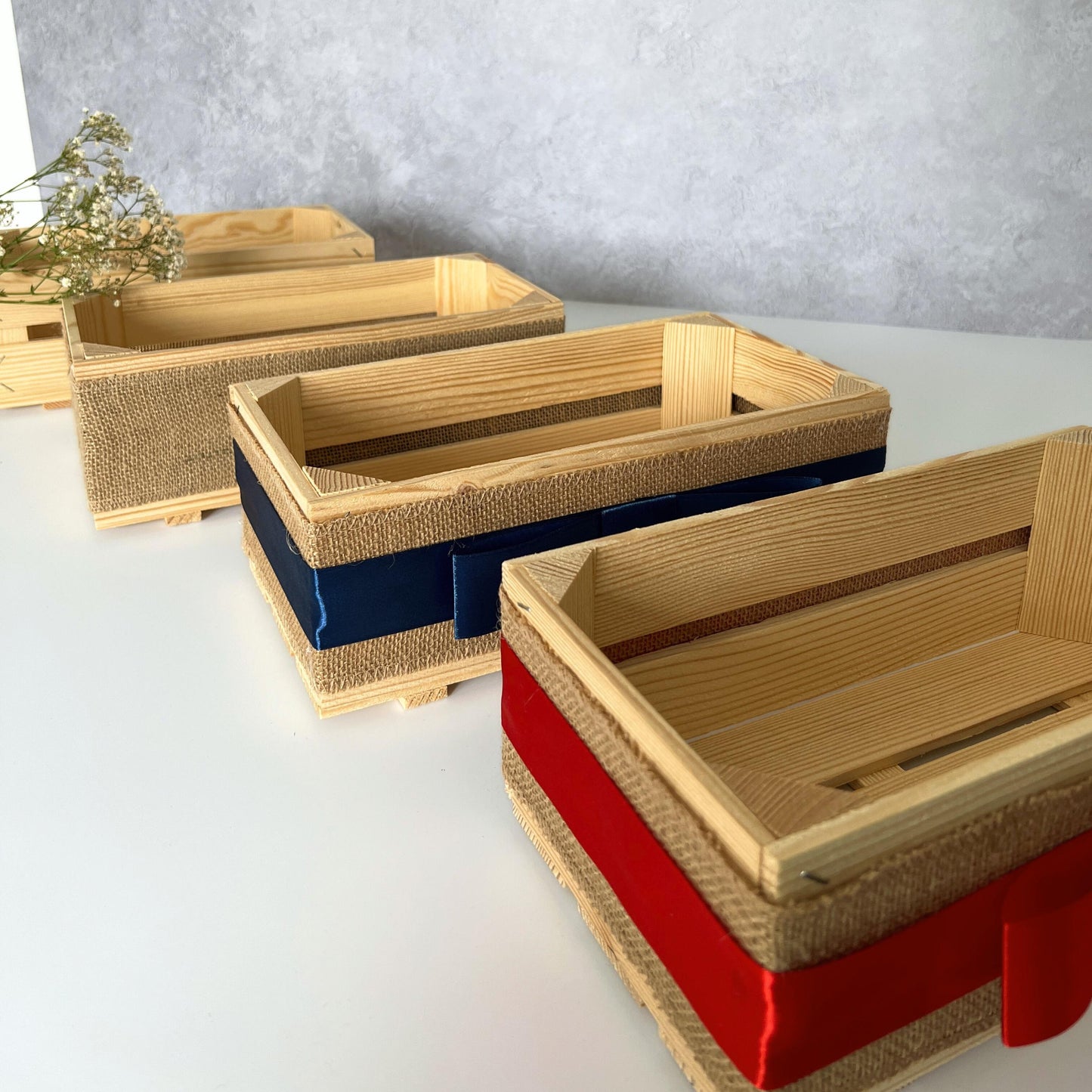 Empty Make Your Own Wooden Crate Hamper Gift Box Basket DIY Kit - Wedding, Housewarming, Anniversary, Mothers Day, Gift Set, 30x15x11cm