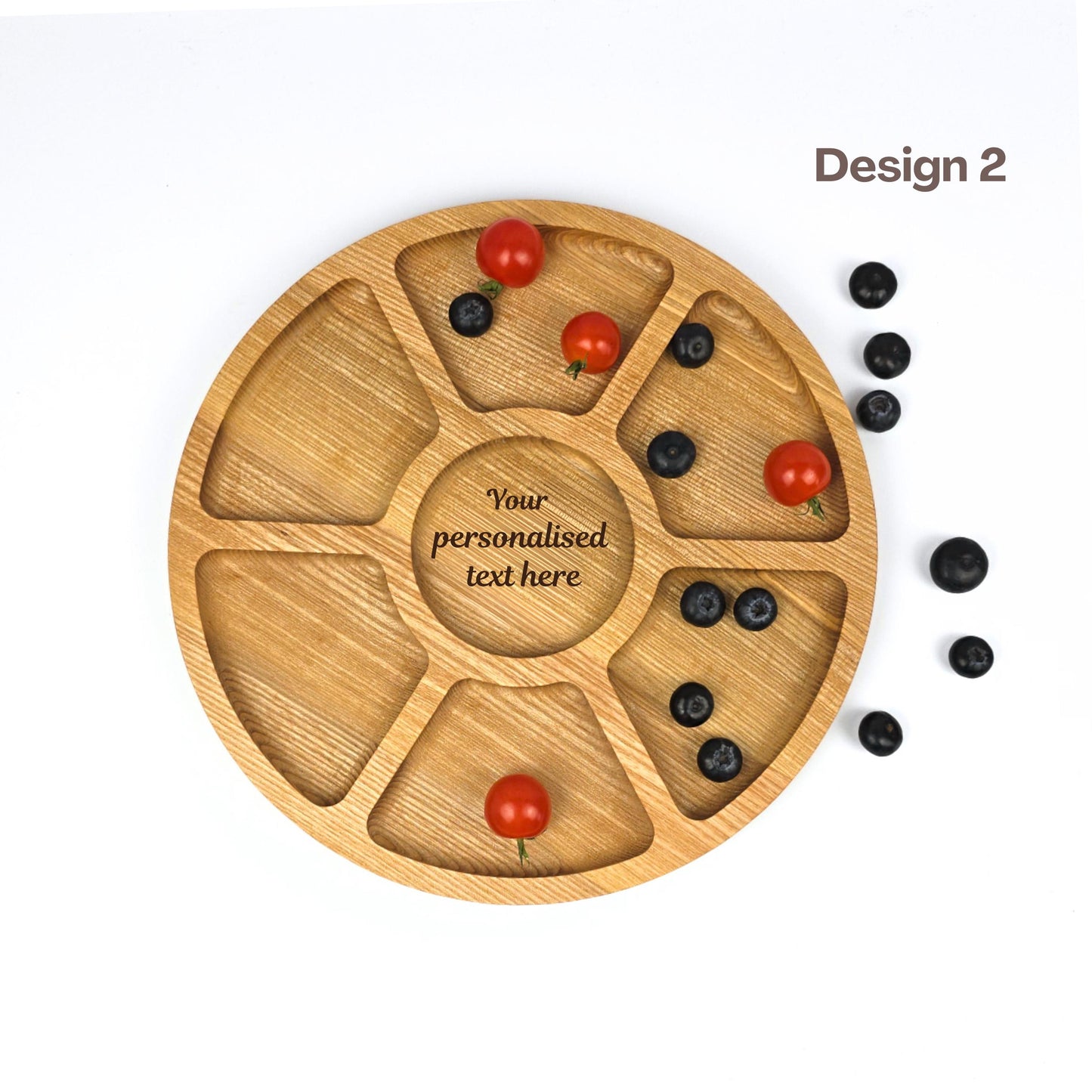 Personalised Wooden Serving Platter with Compartments and Bowl Section