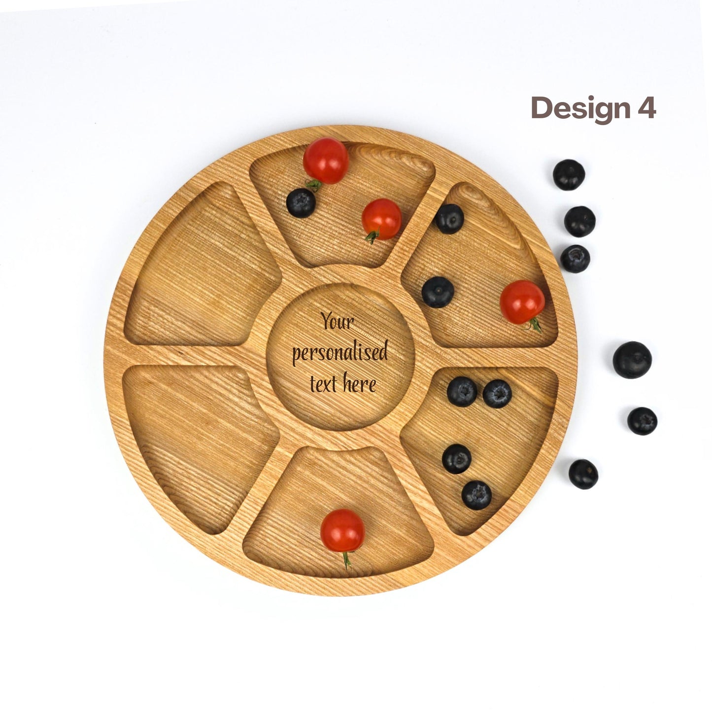 Personalised Wooden Serving Platter with Compartments and Bowl Section