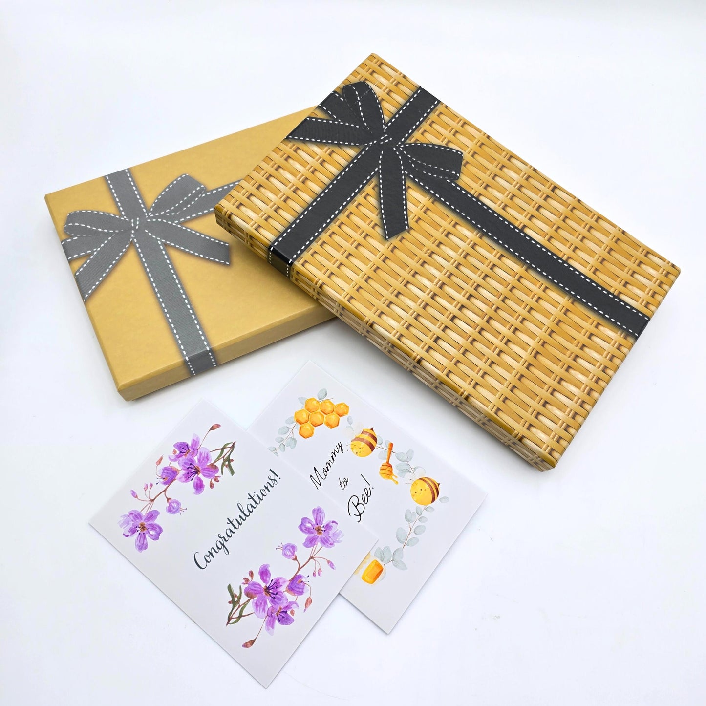 Empty Letterbox Gift Box, Hug in a Box, Anniversary Gift Box, Birthday Gift Box, Wedding Gift Box Wicker Print or Manilla and Grey Print