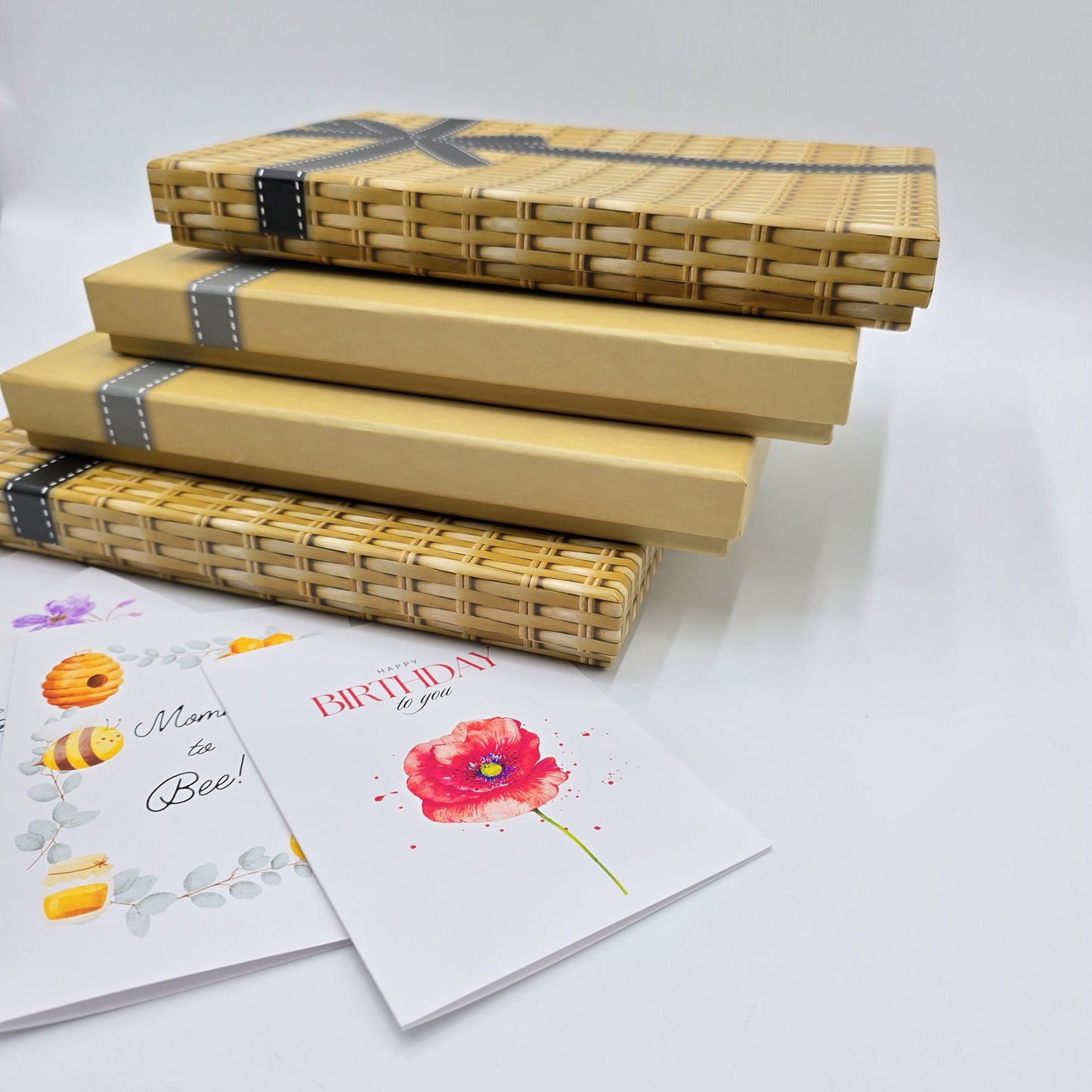 Empty Letterbox Gift Box, Hug in a Box, Anniversary Gift Box, Birthday Gift Box, Wedding Gift Box Wicker Print or Manilla and Grey Print